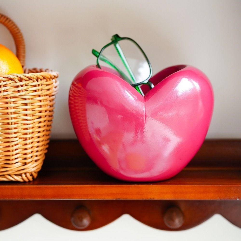 3D Heart Shaped Pen Holder Creative Desktop Storage Box Kawaii Makeup Brush Holder  Countertop