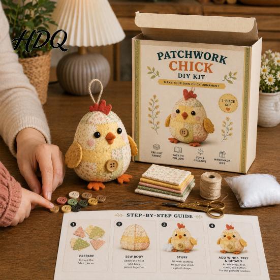 Fabric Craft Kit DIY Patchwork Animal Kit Hand Sewing Set with Pre-Cut