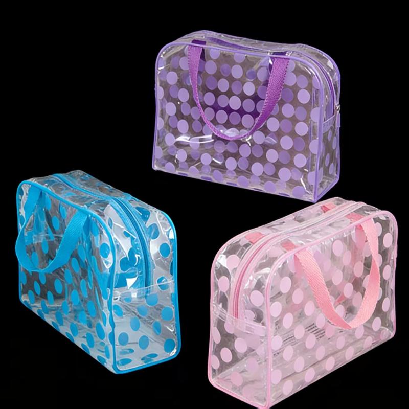 Transparent Polka Dot Women's Makeup Bag Waterproof PVC Cosmetic Bag Portable Women Storage Bag Toiletries Female Wash Bag