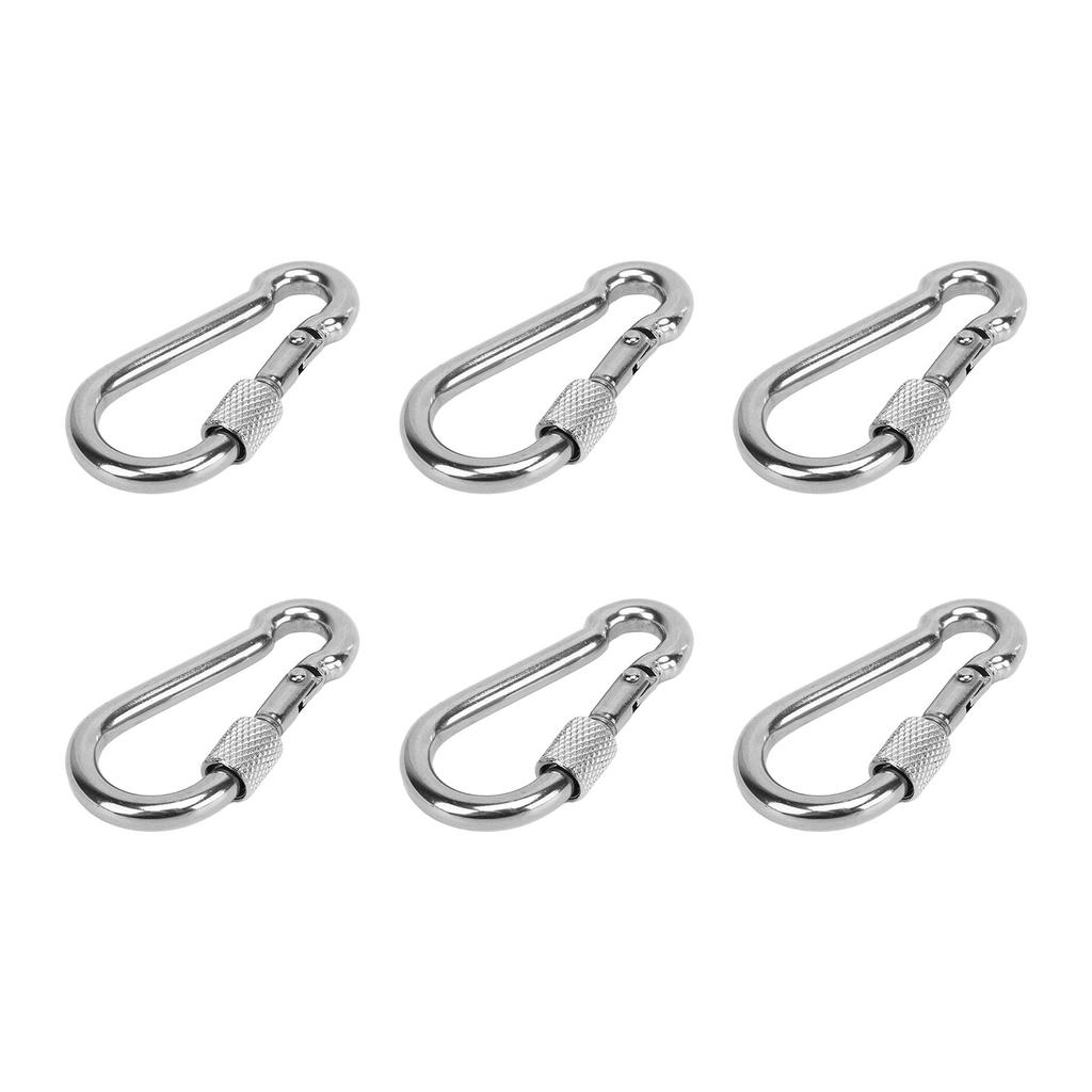 6pcs Spring Snap Hooks Stainless Steel Strong Bearing Capacity Key Chain Link Buckle for Camping 6MM
