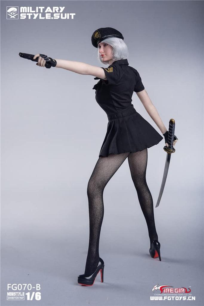 Scale Fire Girl Toys FG070B Nahtlose Schwarze Sexy Militäruniform für Figuren und Waffen Nicht [TOYBARJAPAN] 1/6 US. (Kopf, Körper, Inklusive)