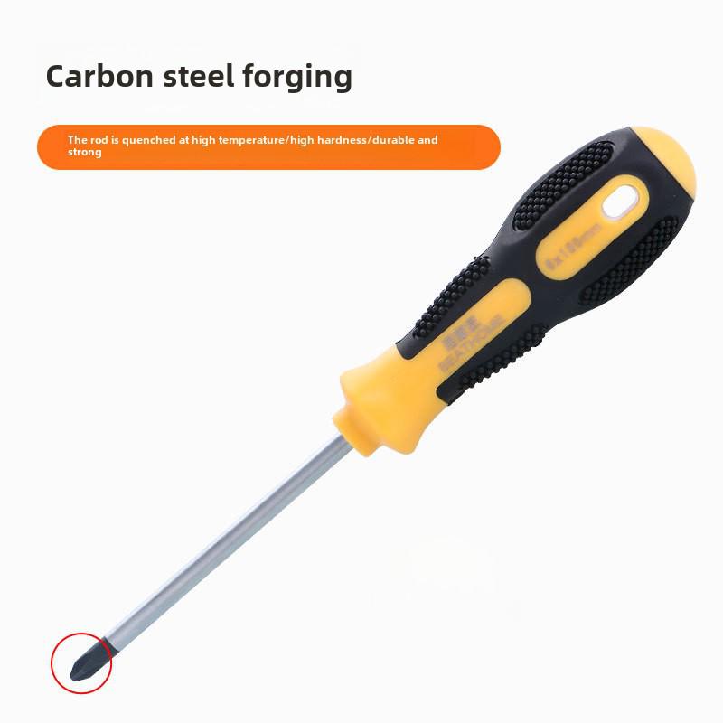 Industrial Grade Cross Flat Head Screwdriver Tool with Strong Magnetic Tip and Non-Slip Handle.