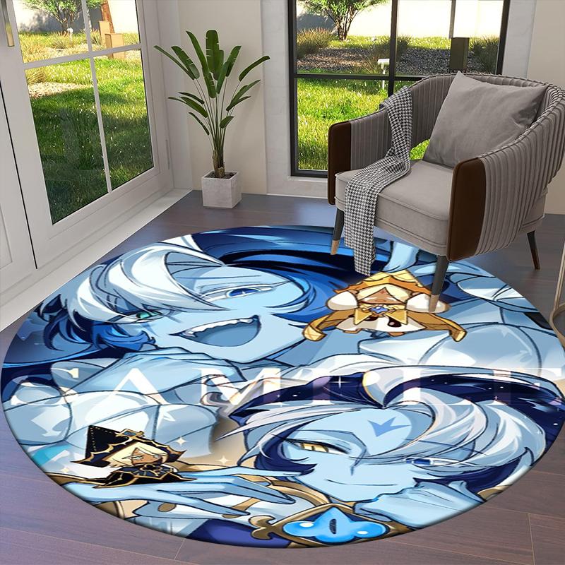 Cookie Run Kingdom Round Area Rug,Carpet Rug for Living Room Bedroom Sofa Playroom Decor,Non-slip Floor Mat19