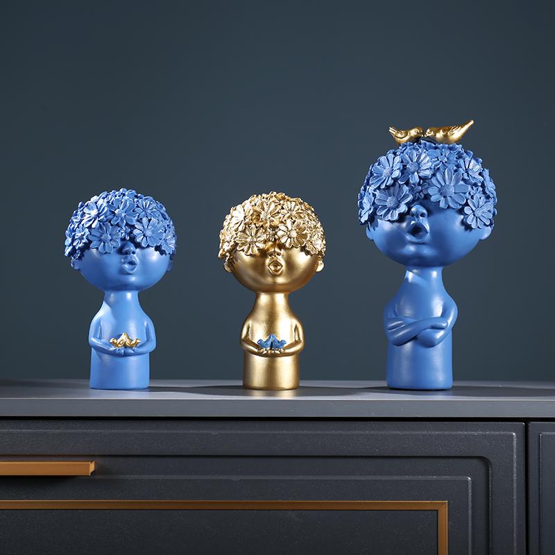 Nordic Flower Head Character Resin Adornments Home Livingroom Desktop Figurines Crafts Office Coffee Table Ornaments Decoration
