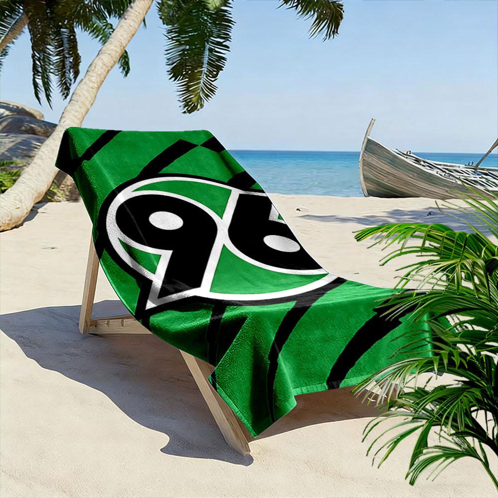 Bold green energy burst Print beach towel, quick drying, suitable for travel, outdoor sports, jogging, the beach and swimming, gift