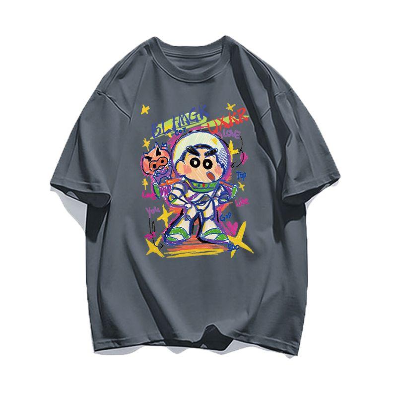 Cartoon Tshirt Casual Cotton Anime Crayon Shinchan Graphic T Shirt Oversized Y2k High Quality Streetwear Unisex Clothing XL
