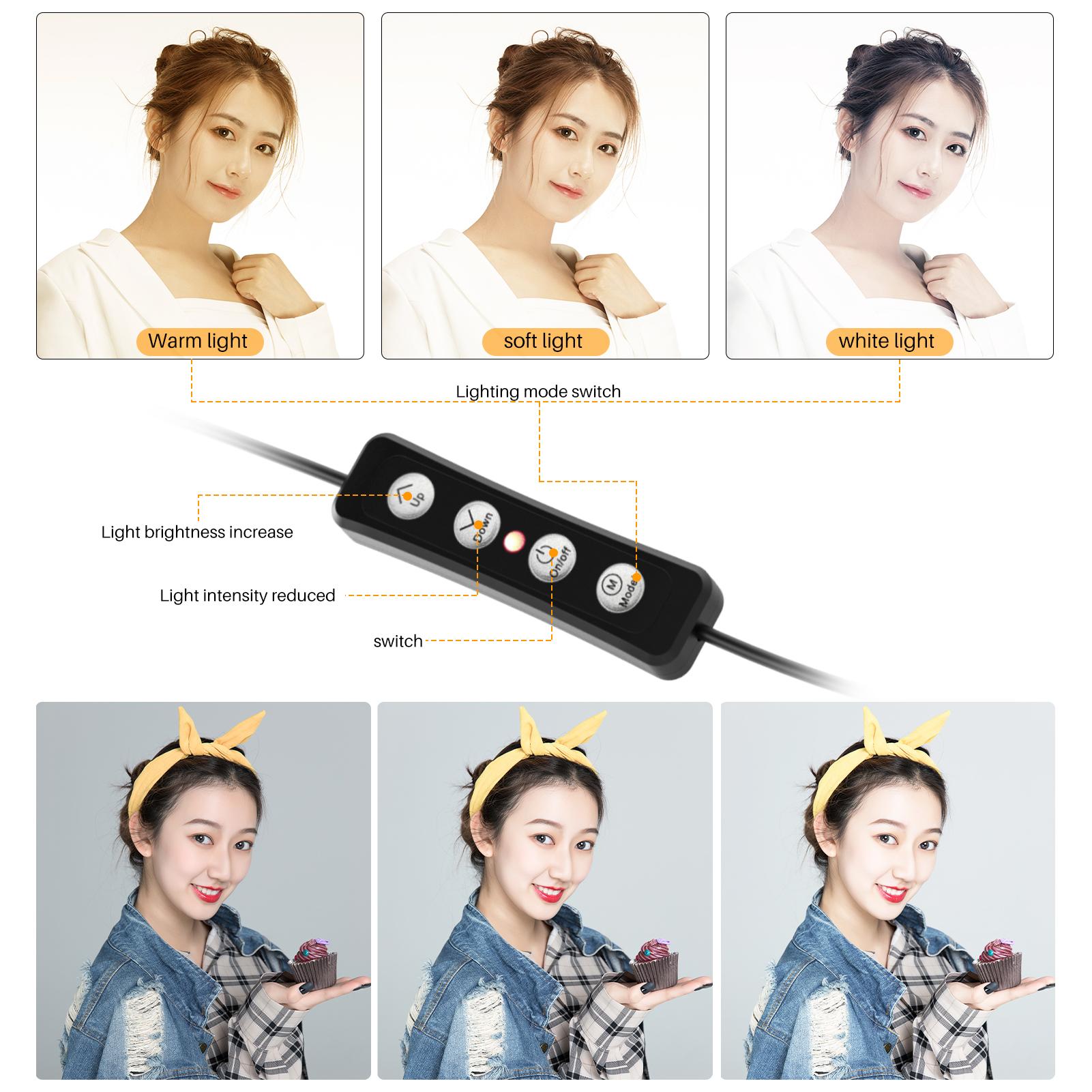 

Mini 4 Inch LED Ring Light Clip on Laptop Video Conference Lighting 3 Lighting Modes 3200K 6500K Dimmable USB Powered чорний