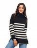 Women's Classic Long Sleeve Striped Turtleneck Sweater MORAJ XL black