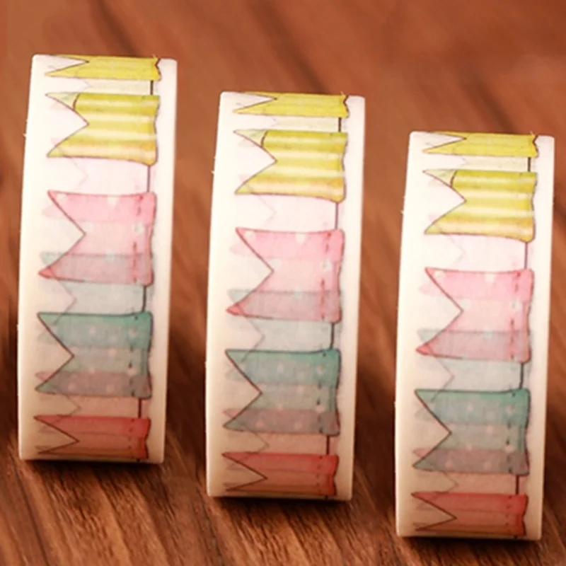 New Colour Flag Tape DIY Decoration Scrapbooking Planner Masking Adhesive Tape Kawaii Stationery