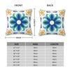 Throw Cushion Cover Boho Blue Floral Print Pillow Case Home Farmhouse Pillow Cover for Outdoor Patio Funiture Garden 18x18 Inch