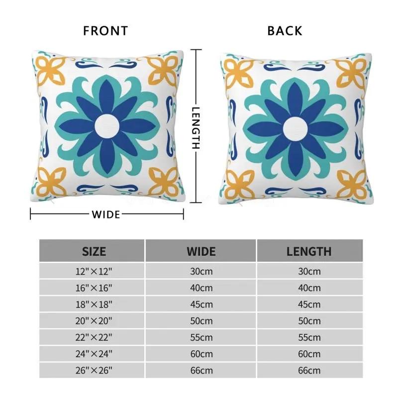 Throw Cushion Cover Boho Blue Floral Print Pillow Case Home Farmhouse Pillow Cover for Outdoor Patio Funiture Garden 18x18 Inch
