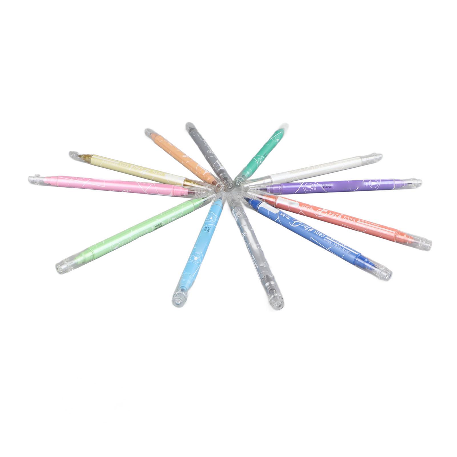 

Double Head Color Pens 12 Colors Smoothly Fadeless Journal Color Pens for DIY Album