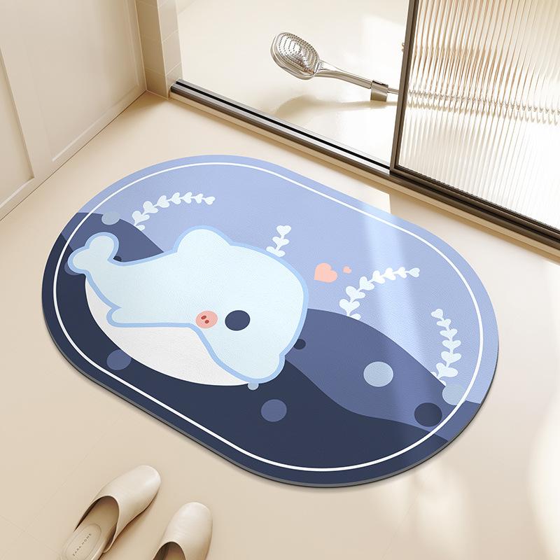 Bathroom floor mat, bathroom diatom mud absorbent mat, door mat entry non-slip bathroom quick-drying non-slip carpet