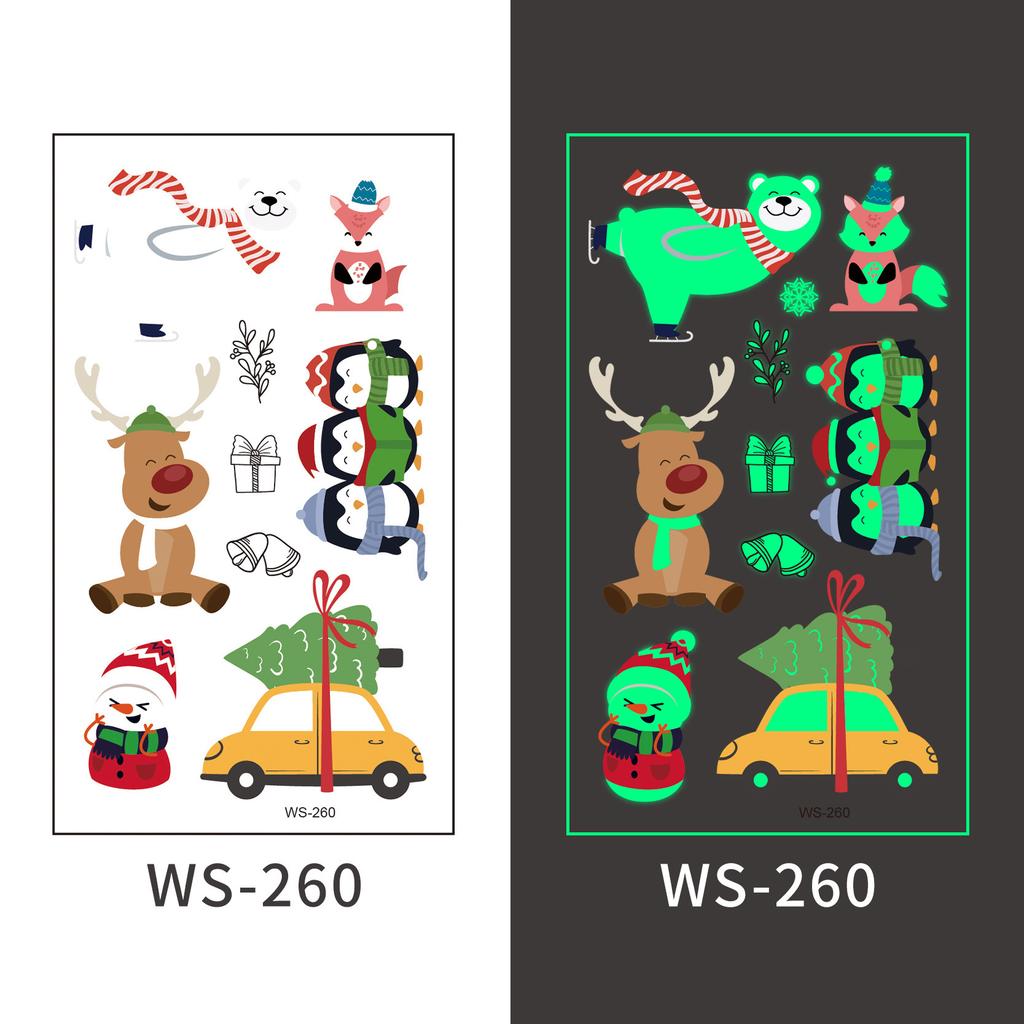 New Cross-border Christmas Luminous Tattoo Stickers Children's Cartoon Waterproof Sweat Party Holiday Green