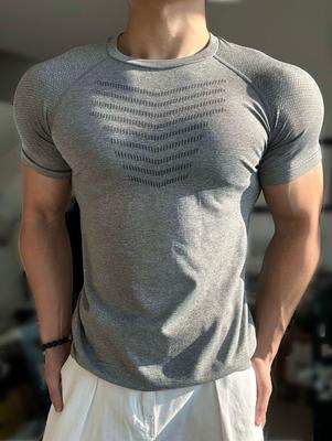 Herren Quick-Dry Sport T-Shirt mit Haifischmuster, Slim Fit