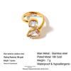 18K Gold Plated Stainless & Titanium Steel Zirconia Ring: Geometric, Waterproof, Adjustable & Irregular Shape for Women