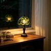 Retro Style Entrance Lamp Green Stained Glass Desk Lamp, Hand-Carved Resin Base Vintage Tiffany Atmospheric Decor Table Light for Bedroom Study