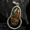 925 Sterling Silver Pendant 30 Ct Natural Opal Oval Cut Gemstone