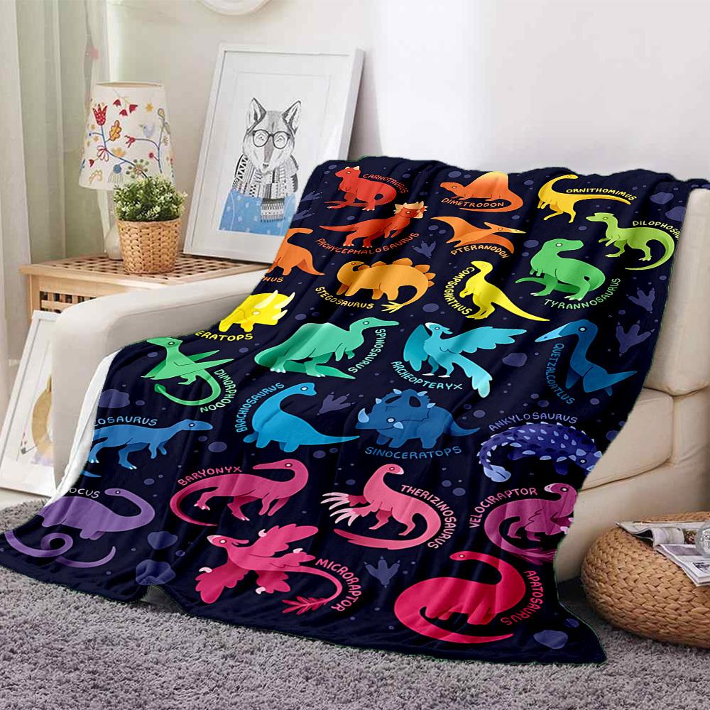 1pc DinoFest Lightweight Flannel Blanket, Comfortable and Warm Blanket, for Office and Camping Sofa Bed074