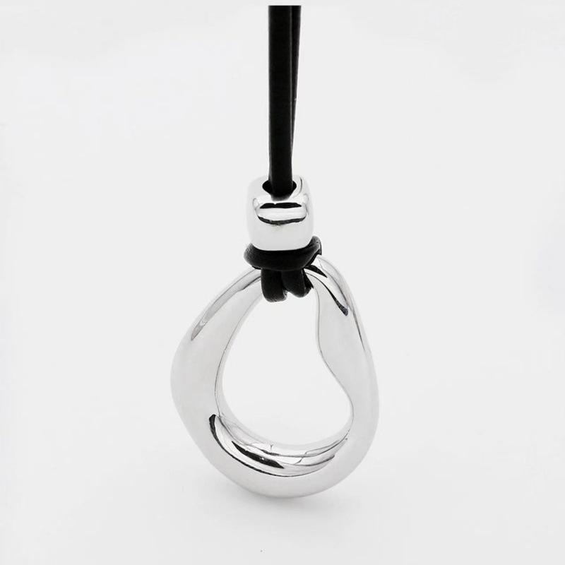 75cm Verstellbare Geometrische Schwarze Leder Choker Halskette für Damen - Grenzüberschreitender Schmuck