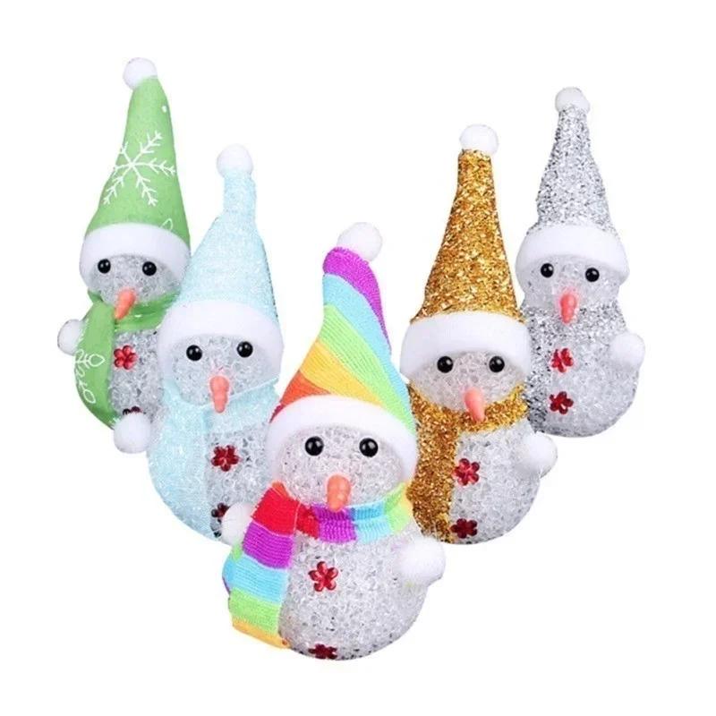 Xmas Creative Women Gifts LED Light Snowman Santa Claus Ornament Christmas Tree Light Hanging Home Party Decor Supplies