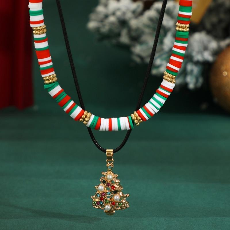 Christmas Beaded Necklace Trendy Pendant Clavicle Chain Trendy Neck Jewelry Gift for Holiday Party Occasion & Daily Wear