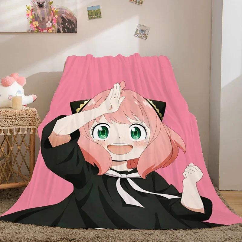 Anime Sofa Blankets for Winter A-Spy×Family Warm Knee Bed Fleece Camping Fluffy Soft Blankets King Size Microfiber Bedding