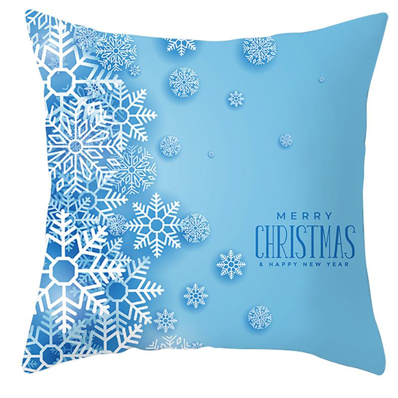 New Blue Snowflake Pillow Cover Winter Christmas Snowman Cushion Cover
