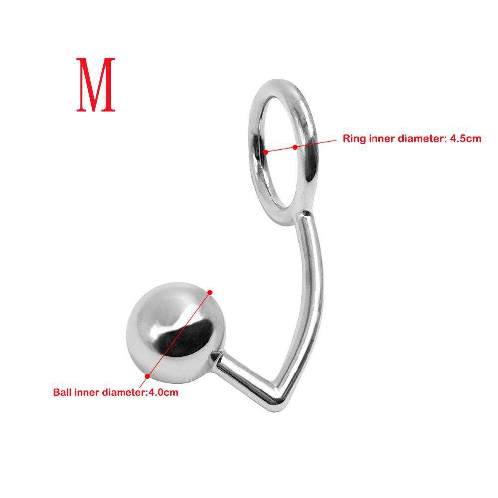 Stainless Steel Anal Hook Butt Plug Ball Bead 40mm/45mm/50mm Ring