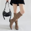 Retro but knee thick heel boots women's 2025 new spring and autumn explosion heightening knight boots slim pile boots