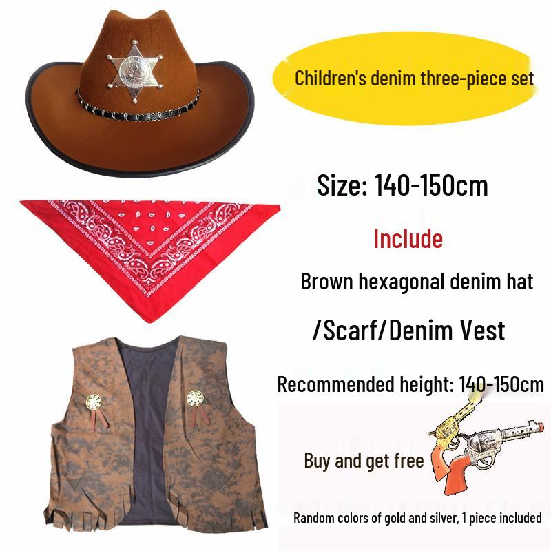 Western Cowboy Halloween Costume Set for Adults & Children - Perfect for Parent-Child Performances
