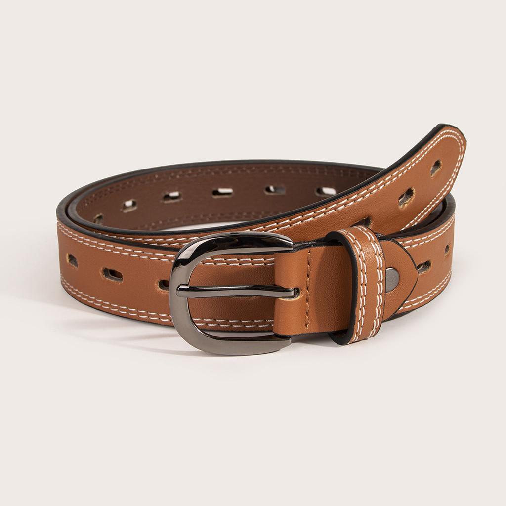 Girls Leatherlike Belt With Alloy Buckle For Daily Use And Office Attire