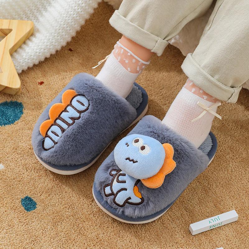 Children Cartoon Slippers Soft Bottom Cute Slipper Dinosaur Warm Children Baby Cotton Slippers Kids Shoe for Girl Zapatos Niña