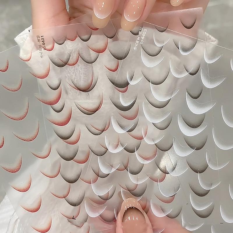 1 Sheet Fashion French Gradient Nail Art Stickers Thin Black White Line Press On Nails Decals Manicure Decorations DIY