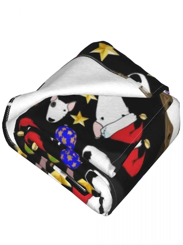 Funny Christmas Bull Terriers Flannel Throw Blanket  Warm Soft Blanket for Holiday Travel Outdoor Use Bedspread  Perfect Birthda