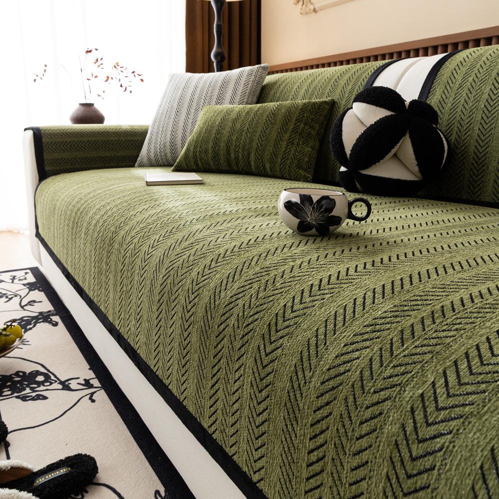 Fish Bone Pattern Sofa Cushion, Universal Non-Slip In All Seasons, French Medieval Simple Seat Cushion, Light Luxury Cover Cloth, Sofa Cover Towel