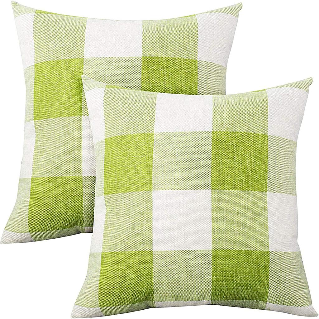 Home Cushion Simple Cotton Linen Pillow Checkered Stripe Cushion Living Room Sofa Pillow Cover