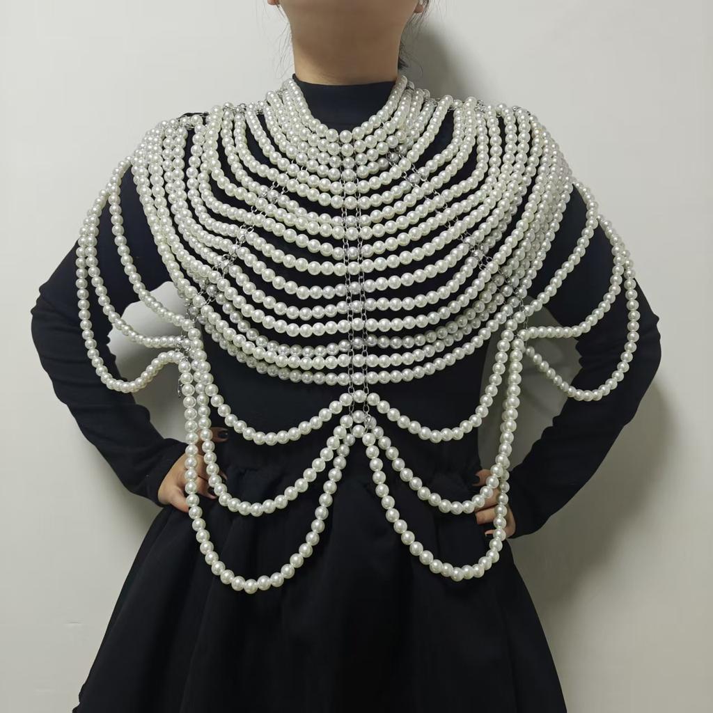 Schwere Industrie Perlen Körperkette Mode Mehrschichtige Perlen Schulterkette Brautkleid Zubehör