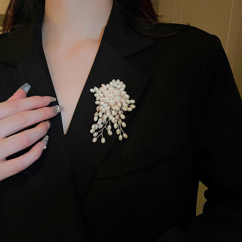 Mode Handgewebte Perlen Brosche Für Frauen Vintage Persönlichkeit Imitationsperlen Ohrringe Party Schmuck