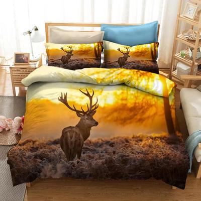Set Biancheria da Letto Stampato in 3D Cervo al Tramonto Copripiumini Federe Piumino Set Biancheria da Letto Biancheria da Letto