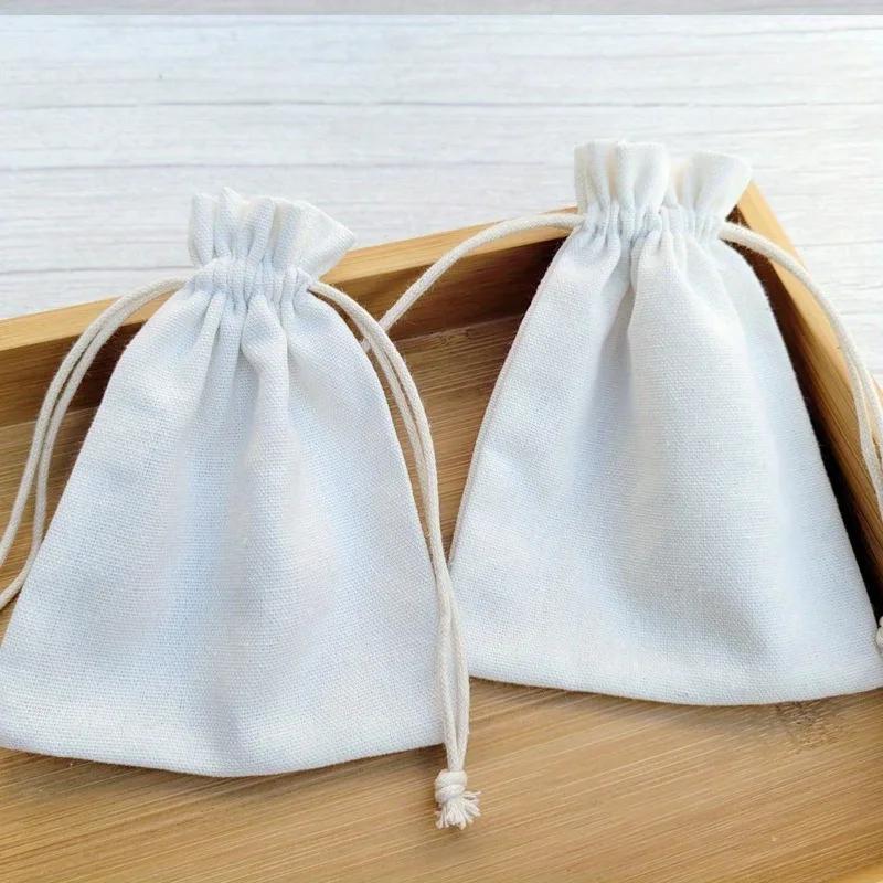 10Pcs Linen bundle pocket canvas bundle pocket cotton sack burlap bag rice gift drawstring small cloth bag