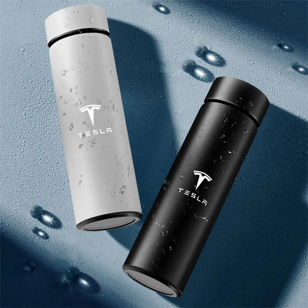 Autosticker Tesla Intelligente Temperatuurweergave Thermobeker Roestvrij Staal Thermosflessen Cadeau Voor Tesla Model 3 Model S X S