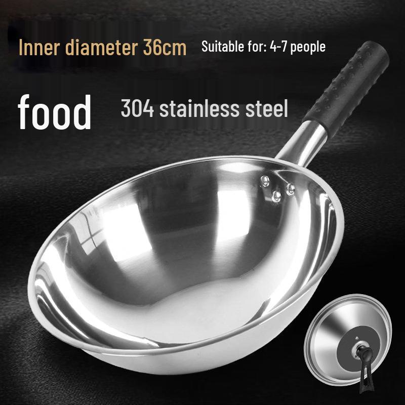 Handun 304 Stainless Steel Non-stick Round Bottom Wok