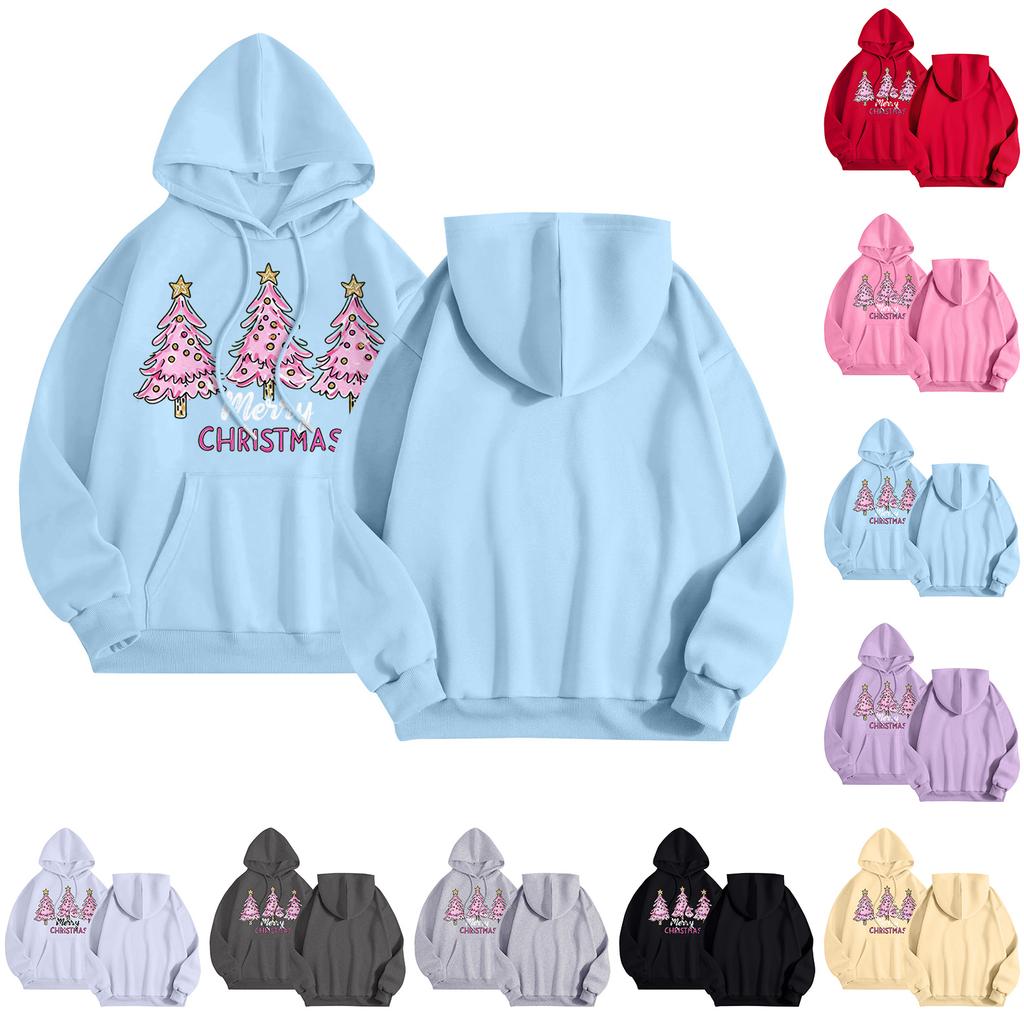 Women's Round Neck Long Sleeve Casual Printed Top Hooded Sweatshirt