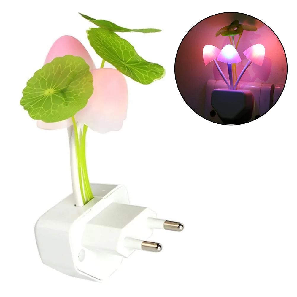 Sensor Led Night Light Color Changing Plug-in LED Mushroom Dream Bed Lamp Kids Adults Bedroom Home Decor Light Wall Lamps