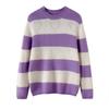 Women's Thickened Mink Velvet Striped Sweater for Autumn/Winter - Round Neck, Long Sleeve Knit Base Layer