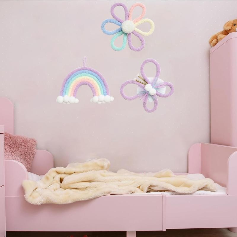 Handwovens Rainbows Butterfly Flowers Wall Decoration Nursery Bohemians Home Decoration For Children Playroom