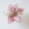 Realistic Glitter Christmas Poinsettia Velvet Christmas Tree Ornaments  Home Decor