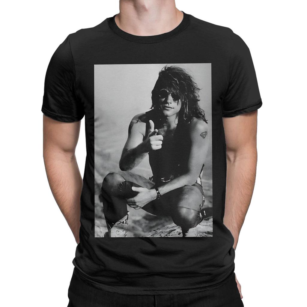 Bon Jovi 80s Rock Aesthetic Classic Novelty 100% Cotton T-Shirt Tees Tops For Men