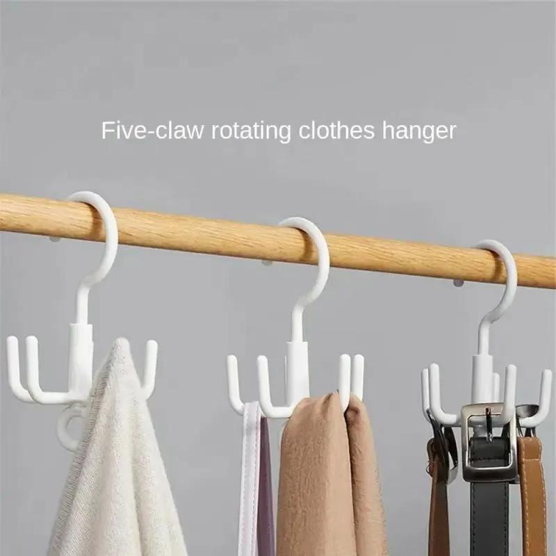 Four Claw Rotating Hook, No Punching Bag Tie Scarf Scarf Hat Hanger, 4.5kg Load-Bearing Storage Hook.